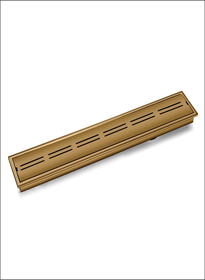 SANJAY CHILLY Arena Shower Channel Drainer Colour Collection SS Floor Drain Channel 304 Grade Cockroach Trap with Collar Luxurious Bathroom Gratings (Side Hole - Brushed Bronze - 24x4 INCH) - Image 1